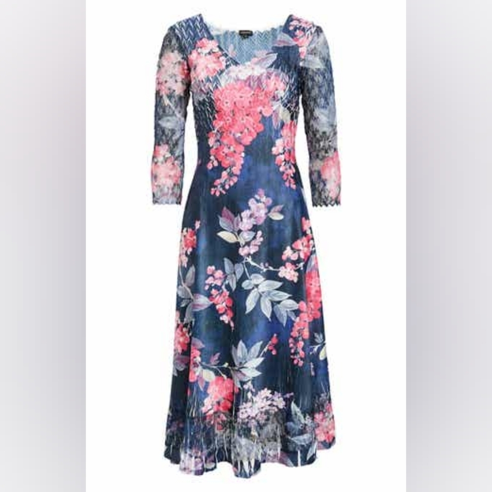 Komarov Charmeuse Lace midi dress